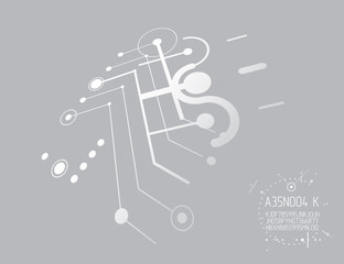 Futuristic abstract vector technology background. Mechanical engineering wallpaper. Art graphic illustration.