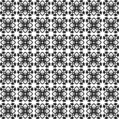 Obraz premium Vector seamless pattern. Black and white Stylized floral ornament.