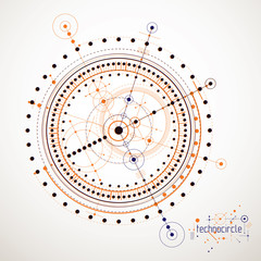 Technical plan, abstract engineering draft for use in graphic and web design. Vector drawing of industrial system created with lines and circles.