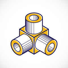 Engineering three-dimensional construction, abstract vector trigonometric shape.