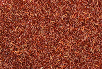 Red wild rice pile background, texture