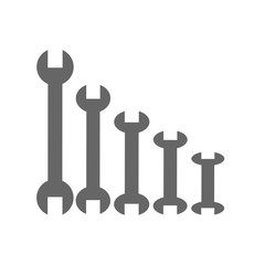 Locksmith tools for tightening bolts. Set of spanners of different sizes vector flat material design isolated on white