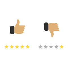 Fototapeta premium Thumb up and down red and green icons. Vector illustration. I like and dislike round buttons in flat design.