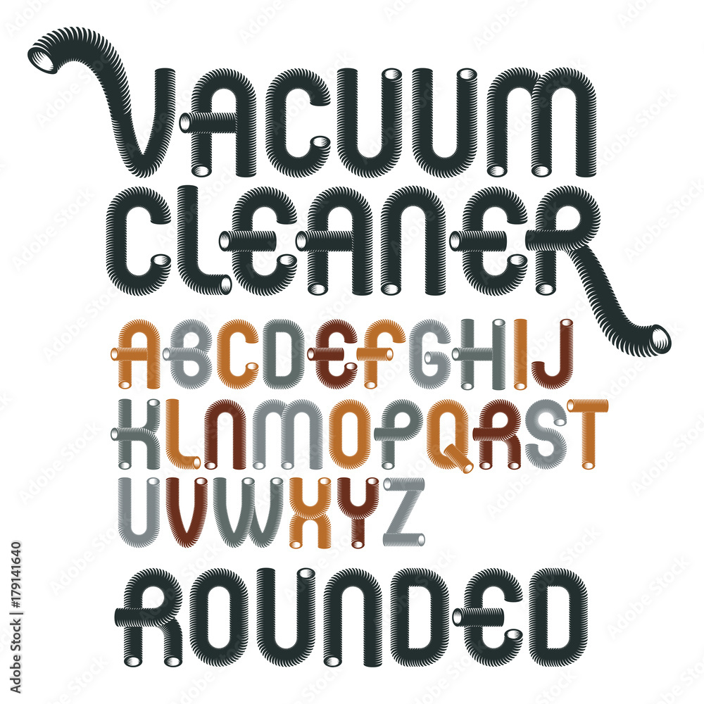 Poster vector upper case modern alphabet letters, abc set. funky rounded font, typescript for use in logo c