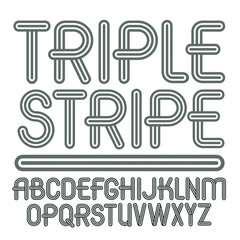 Set of trendy vector capital alphabet letters isolated. Retro type font, script from a to z can be used for logo creation. Created using geometric triple stripes.