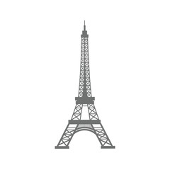 Fototapeta na wymiar Eiffel tower silhouette and hand sketched icons. Vector symbols of Paris