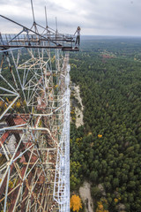 View from the top of abandoned Duga radar system in Chernobyl Exclusion Zone, Ukraine