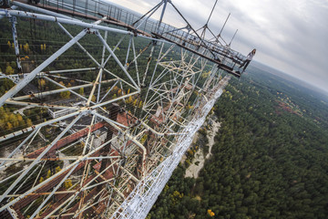 View from the top of abandoned Duga radar system in Chernobyl Exclusion Zone, Ukraine