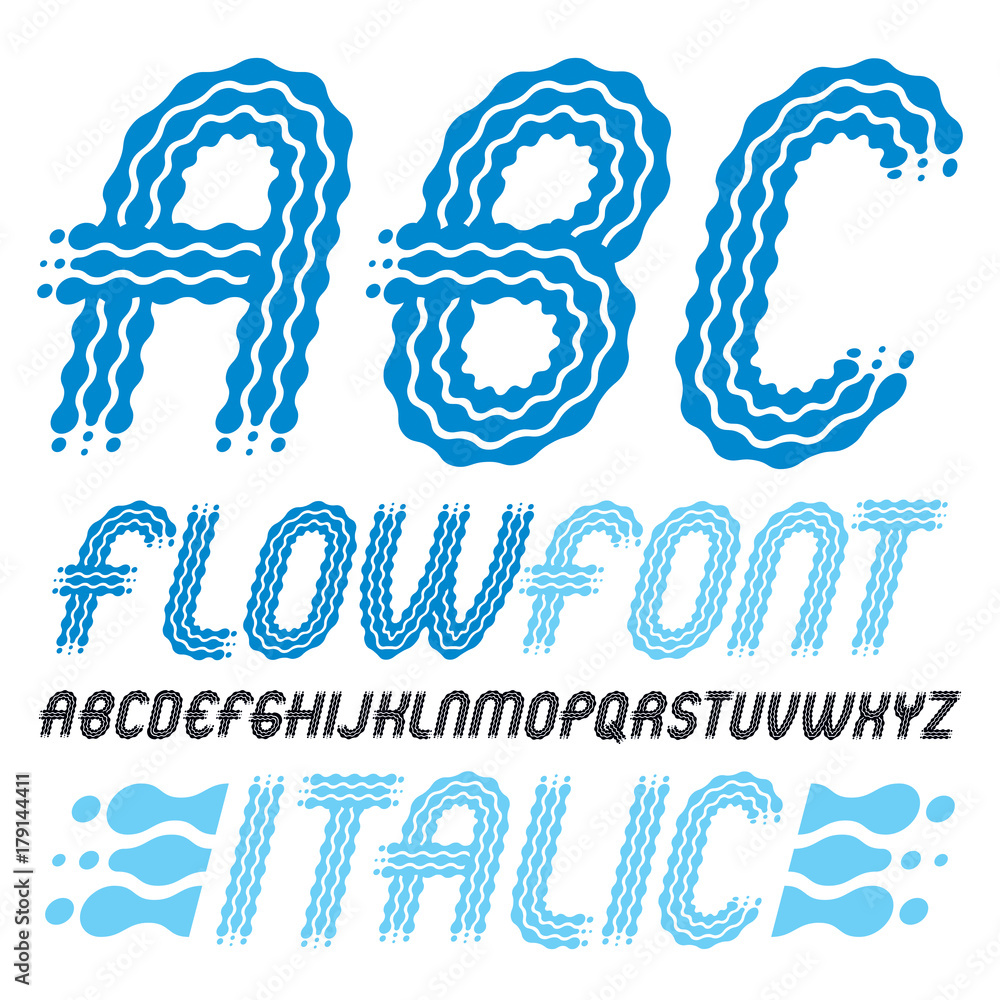 Fototapete set of trendy pop vector capital english alphabet letters, abc isolated. rounded bold italic retro f