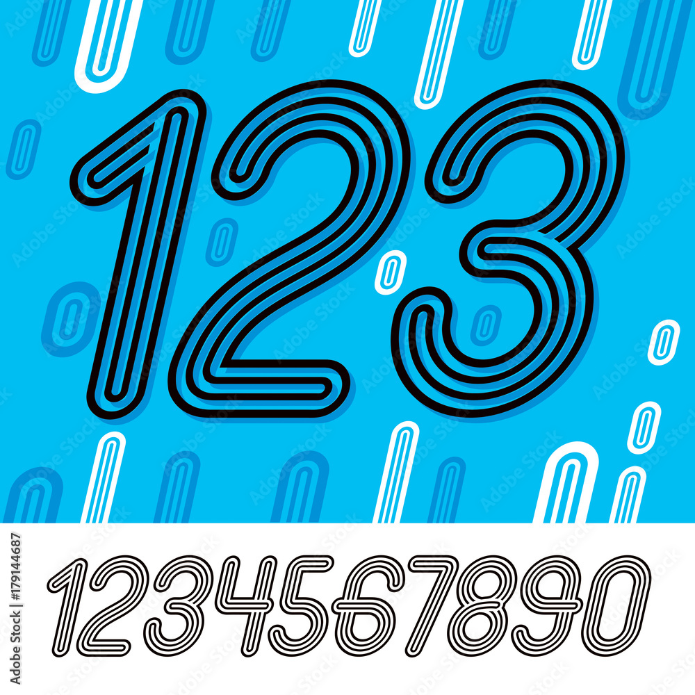 Poster set of stylish retro vector digits, modern numerals collection. trendy numerals from 0 to 9 can be u