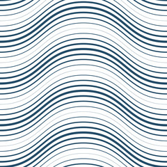 Vector geometric seamless pattern, abstract endless composition created with wavy lines. Black and white background with intertwine thin lines.