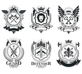 Fototapeta premium Vintage award designs, vintage heraldic Coat of Arms. Vector emblems. Vintage design elements collection.