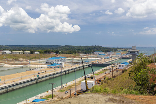 The new extension of the Panama Canal on the Atlantic side at Colon, Panama