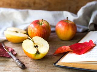 Red ripe apple fruit for autumn and fall food.