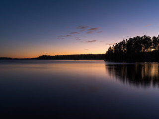 Fototapeta na wymiar after sunset over a lake