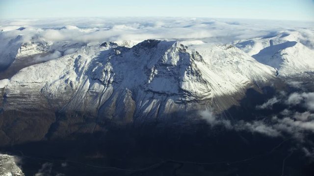 Aerials shot of peaks in North Norway