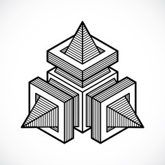 Abstract vector geometric form, 3D polygonal shape.