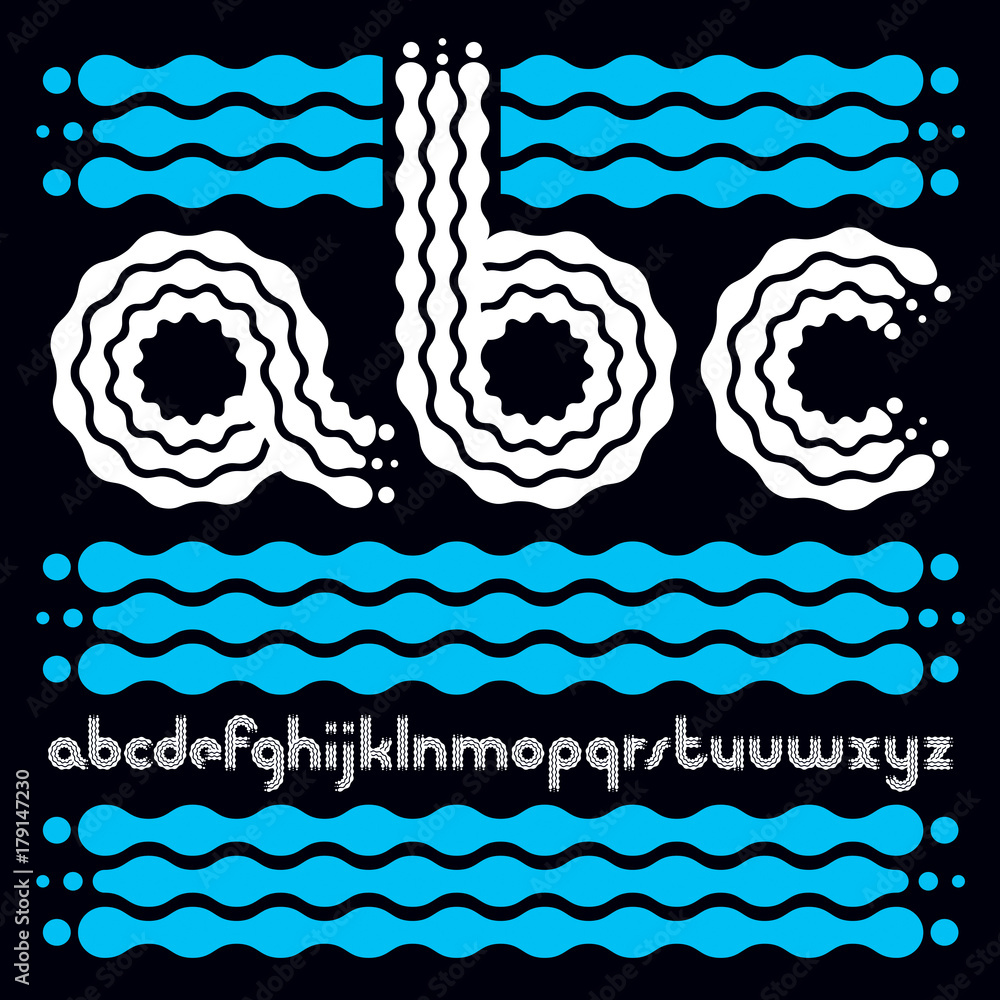 Poster vector lower case modern pop alphabet letters, abc set. rounded bold retro 70s font, typescript for 