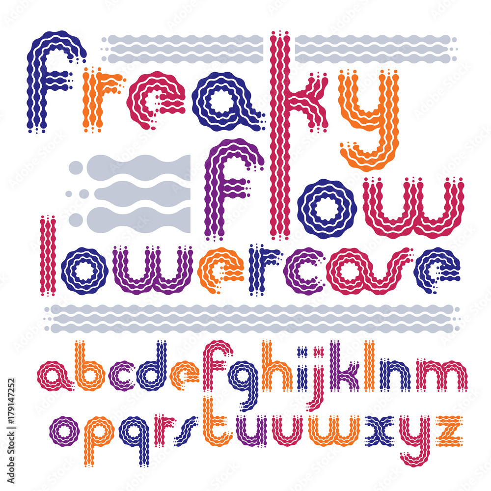 Poster vector lowercase modern pop alphabet letters set. rounded bold retro type font, script from a to z b