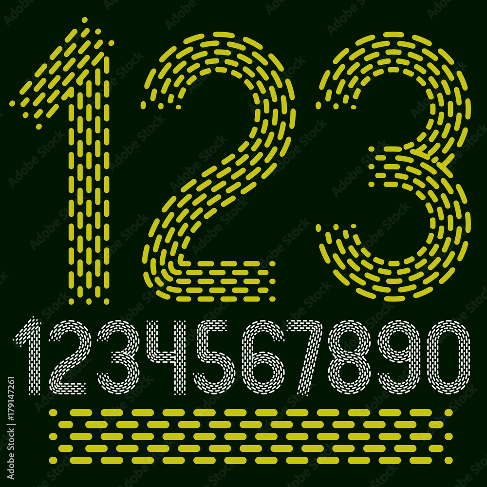 Aufkleber vector numbers, modern numerals set. rounded bold retro numeration from 0 to 9 can be used for logo 