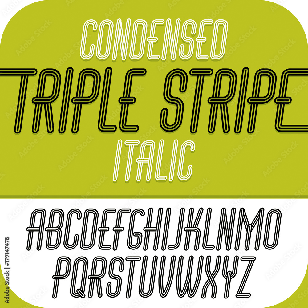 Poster vector capital modern alphabet letters set. trendy italic condensed font, script from a to z can be 