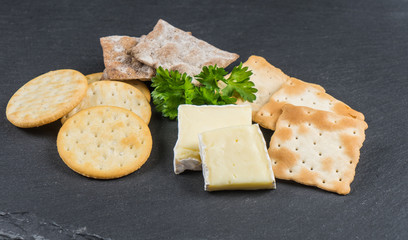 Dry cracker cookies with black background