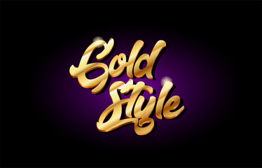 Naklejka premium gold style 3d gold golden text metal logo icon design handwritten typography