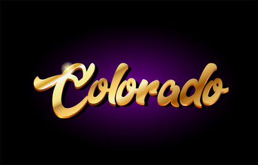 colorado 3d gold golden text metal logo icon design handwritten typography