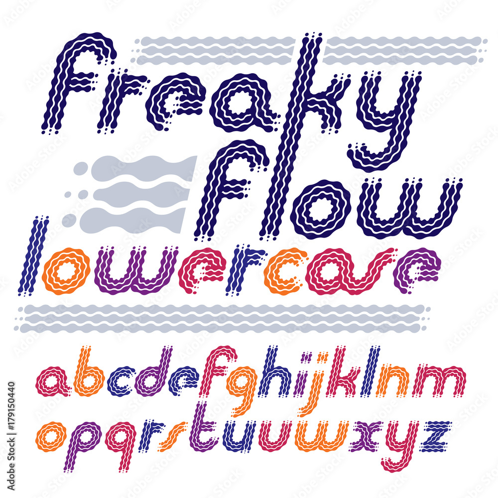 Poster vector lower case modern disco alphabet letters set. rounded bold italic retro font, typescript can 