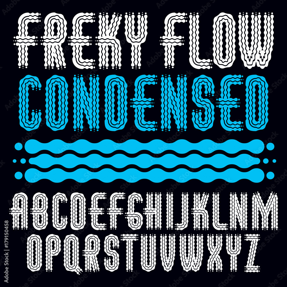 Poster vector funky capital english alphabet letters collection. rounded bold condensed retro font, typescr