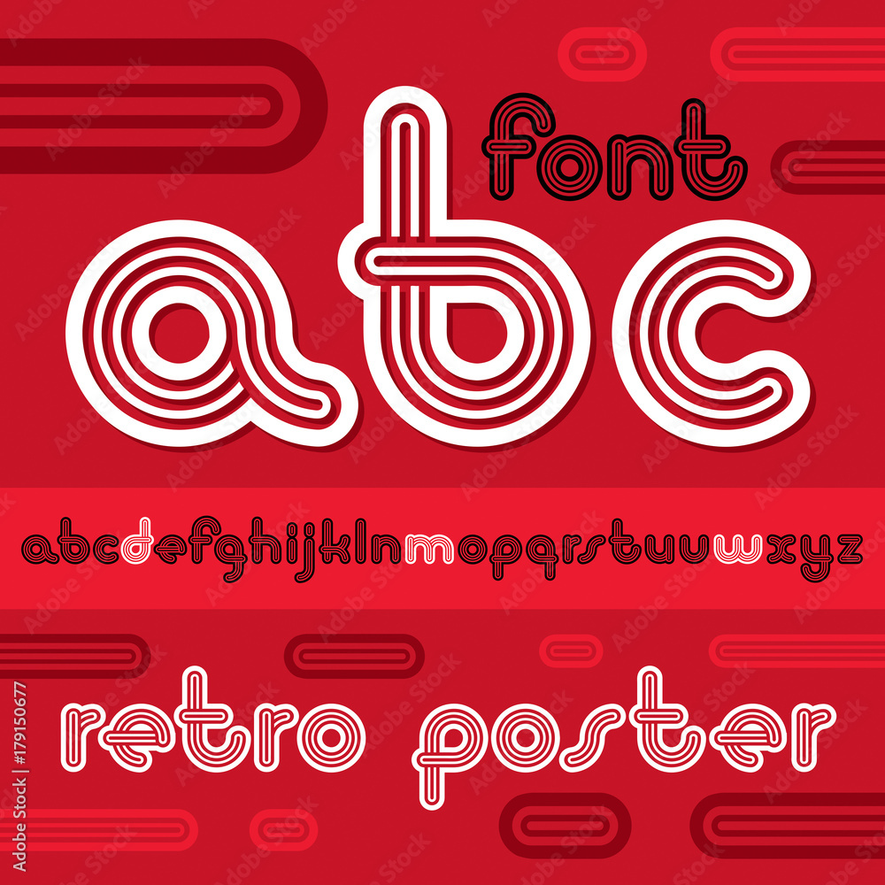 Fototapete vector lowercase funky disco alphabet letters set. trendy font, typescript for use in logo creation.