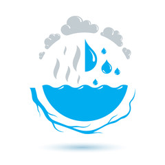 Ocean freshness theme vector symbol for use in mineral water advertising. Environment protection concept.