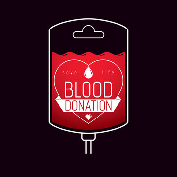 Vector illustration of blood dropper prepared for blood donation. Blood transfusion metaphor, medical care emblem.