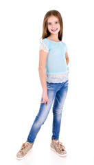 Fototapeta premium Portrait of adorable smiling happy little girl child isolated