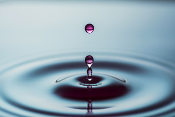Water drop falling on a water surface