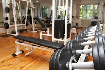 dumbbells in the gym