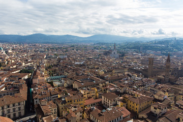 Obraz premium Widok z góry na historyczne miasto, Firenze, Florencja, Toskania, Włochy