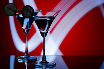 silhouette of  glasses in  nightclub