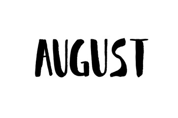 August. Handwritten text. Modern calligraphy