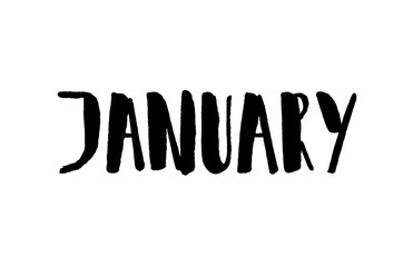 January. Handwritten text. Modern calligraphy