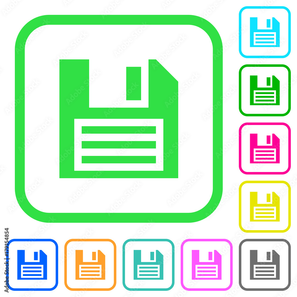 Poster floppy disk with vignette vivid colored flat icons icons