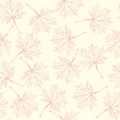 endless autumn/ seamless vector background with maple leaves on a light background