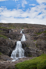 Summer Iceland Landscape with a Waterfall