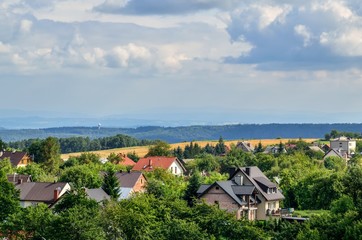 Summer rural landscape. View of the countryside and the beautiful hills.