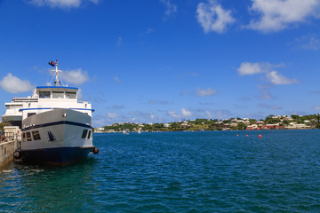 Blue and White Ferry in Bermuda