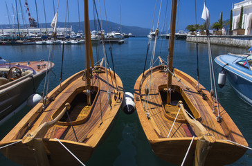 Luxury yachts in Porto Montenegro, prestigious shopping village and yacht port