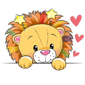 Cute Cartoon Lion with hearts