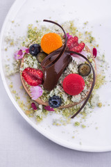 Ice cream chocolate, is served with sorbet from bitter chocolate