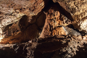 Interior of an ancient cave near the city of Torquay in England. Devon