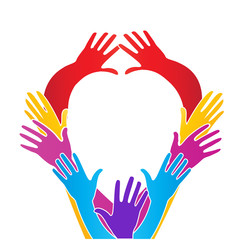 Hands in a heart love shape logo vector